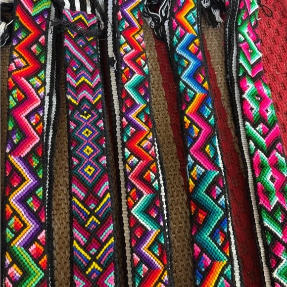 Raw Huipil Materials Vintage Guatemala Colorful Embroidered Belts - Picture 4 of 7